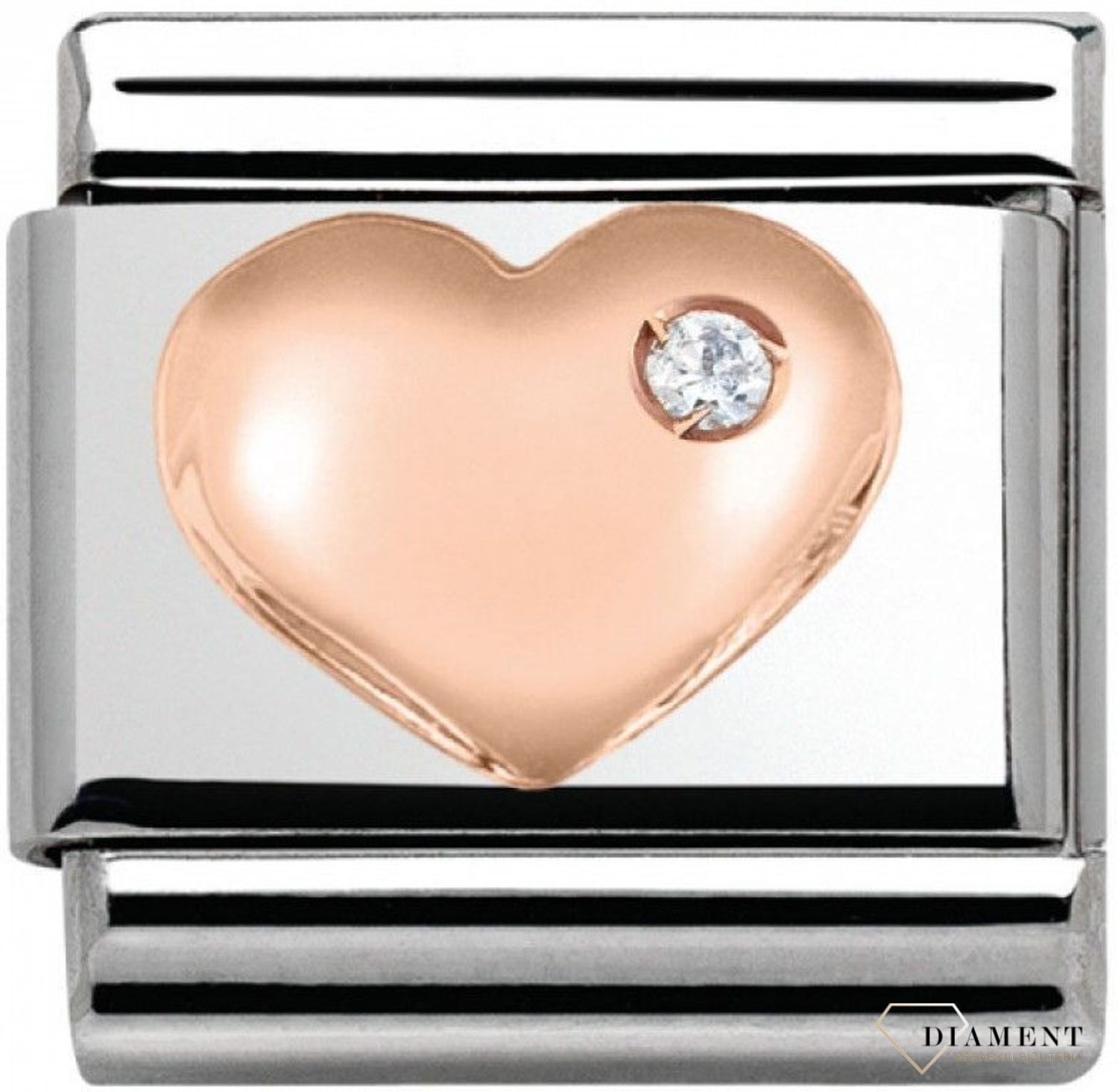 Nomination Link 9K zawieszka różowe złoto 'Serce z cyrkonią' 430305 01 biżuteria nomination nomination zawieszki nomination baza.jpg